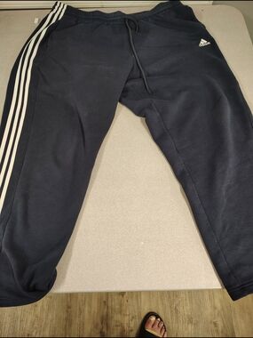 Men's adidas Navy & White 3-Stripe  Jogger Sweatpants 3xlt